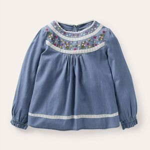 Boden Chambray Embroidered Top